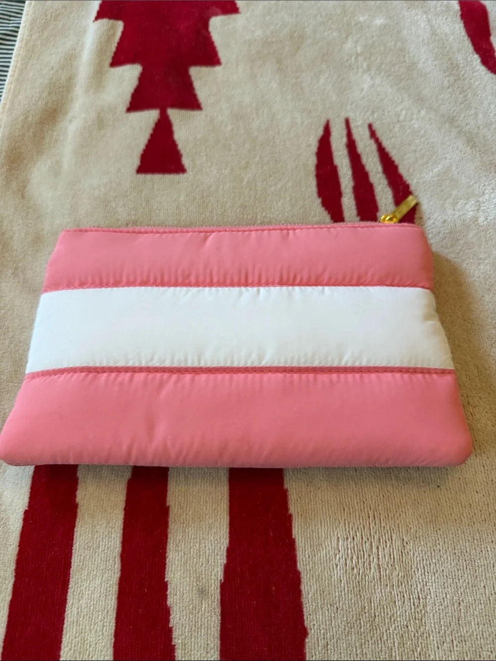 Moschino Pink & White Quilted Puffer Clutch